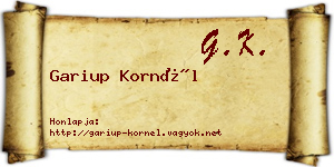 Gariup Kornél névjegykártya